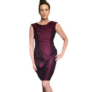 Tahari vintage style red black sheath dress 2P